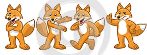 Set vector of cartoon fox character