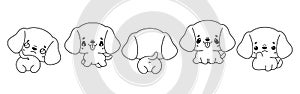 Set of Vector Cartoon Pet Coloring Page. Collection of Kawaii Isolated Beagle Dog Outline for Stickers, Baby Shower