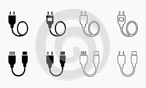 Set of Vector Charging Icons, Black and White