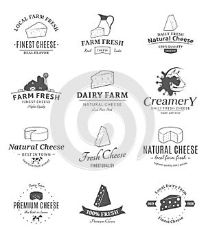 Set of Vector Cheese Labels and Design Elements