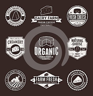 Set of Vector Cheese Labels, Icons and Design Elements