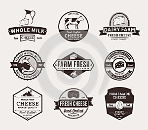 Set of Vector Cheese Labels, Icons and Design Elements