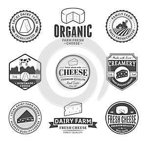 Set of Vector Cheese Labels, Icons and Design Elements