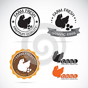 Set of vector an chicken and eggs label