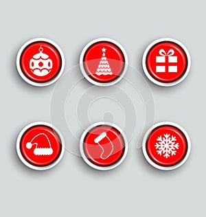 Set of vector Christmas buttons