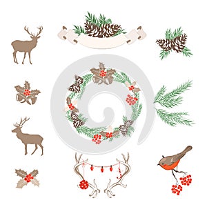 Set of vector Christmas design elements