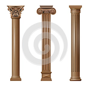 Set of vector classic wood columns