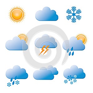 Set of Vector Color Weather Icons.