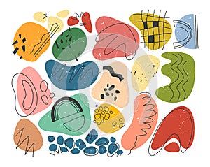 Set of vector colorful hand drawn organic shapes,doodles,elements and textures