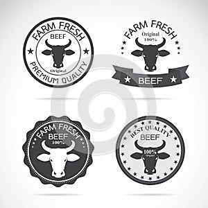 Set of vector an cow label