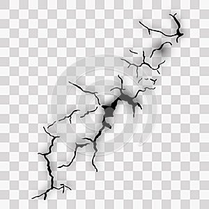 Set of vector cracks isolated on transparent background