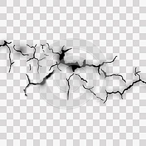 Set of vector cracks isolated on transparent background