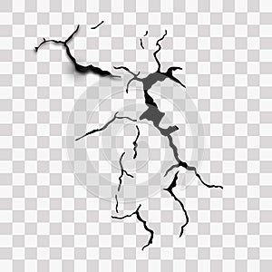 Set of vector cracks isolated on transparent background