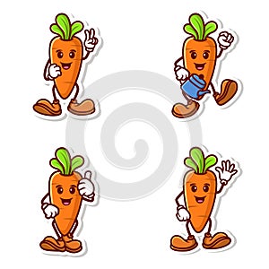 set vector cute cartoon character of orange carrot