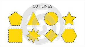 Set of vector cutting lines.Dashed geometric figures.