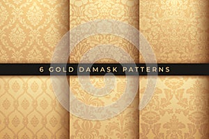 Set of Vector Damask Patterns. Rich Gold ornament, old Damascus style pattern photo