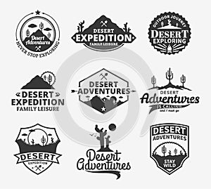 Set of vector desert adventures logo