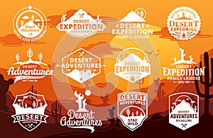 Set of vector desert and outdoor adventures logo