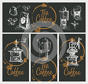 Set of design elements on the tea and coffee theme