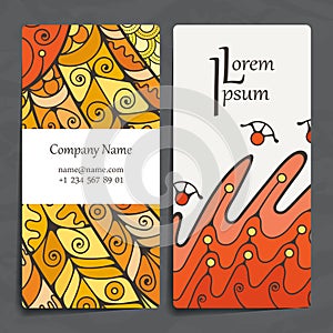 Set of vector design templates. Brochures in random colorful style. Zentangle designs.