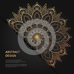 Set of vector design templates. Business card with floral circle ornament. Mandala style. Luxury Gold