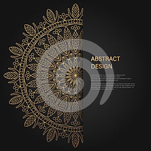 Set of vector design templates. Business card with floral circle ornament. Mandala style. Luxury Gold