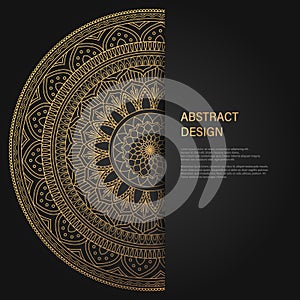 Set of vector design templates. Business card with floral circle ornament. Mandala style. Luxury Gold