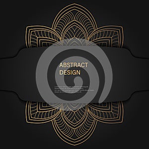 Set of vector design templates. Business card with floral circle ornament. Mandala style. Luxury Gold