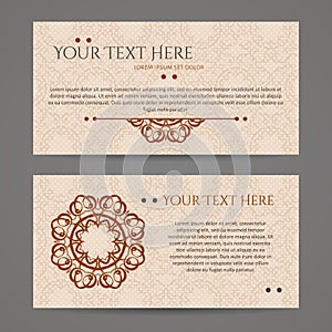 Set of vector design templates. Business card with monogram circle ornament.