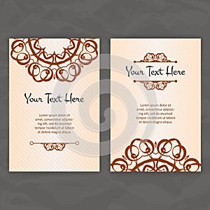 Set of vector design templates. Business card with monogram circle ornament.