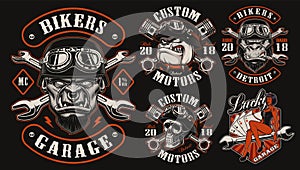 Set of vector designs for biker theme