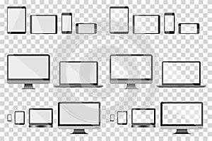 Set of vector devices: phone, smartphone, notebook, ipad, pc, computer, navigator