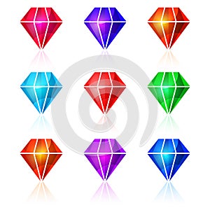 Set of vector diamond icons