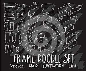 Set of vector doodle drawing Collection Ribbon banner white line