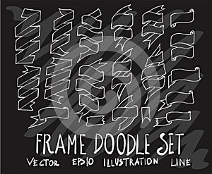 Set of vector doodle drawing Collection Ribbon banner white line