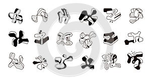 Set of vector doodle objects, abstract unusual shape