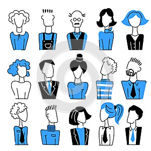 A set of vector dooodle business avatar for presentation design and web site.