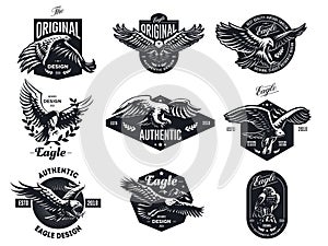 Set of vector eagles.