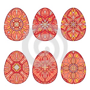 Set of vector easter eggs with beautiful floral ornaments. Collection of decorative elements to Easter