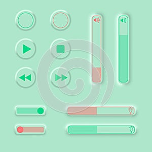 Set of vector editable neomorphic buttons.