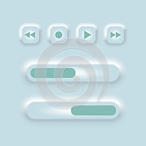 Set of vector editable neomorphic buttons.