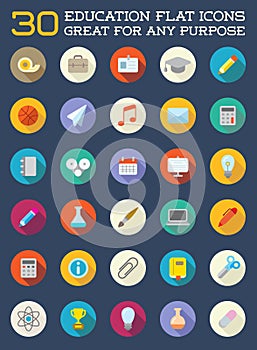 Set of Vector Education Flat Icons can be used as Logo or Icon i