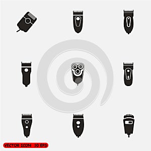 Set of vector electric razor icons