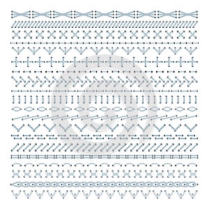 Set of vector embroidery stitch pattern brushes photo
