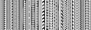 Set of vector ethnic seamless pattern. Ornament bracelet in maori tattoo style.