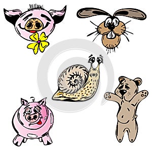 Set of vector farm animals photo