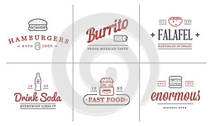 Set of Vector Fastfood Fast Food Elements Icons and Equipment as Illustration can be used as Logo