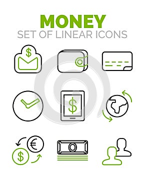 Set of vector finance, money icons