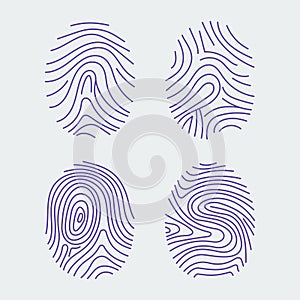 Set of vector fingerprints. Biometric data