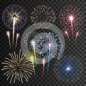 Set of vector fireworks photo